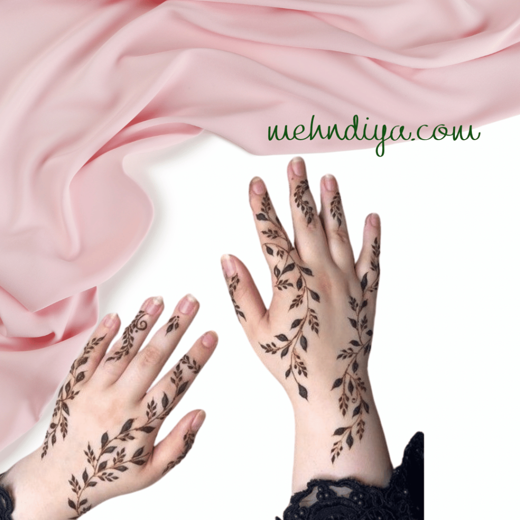 beautiful henna design with leaves pattern simple still elegant