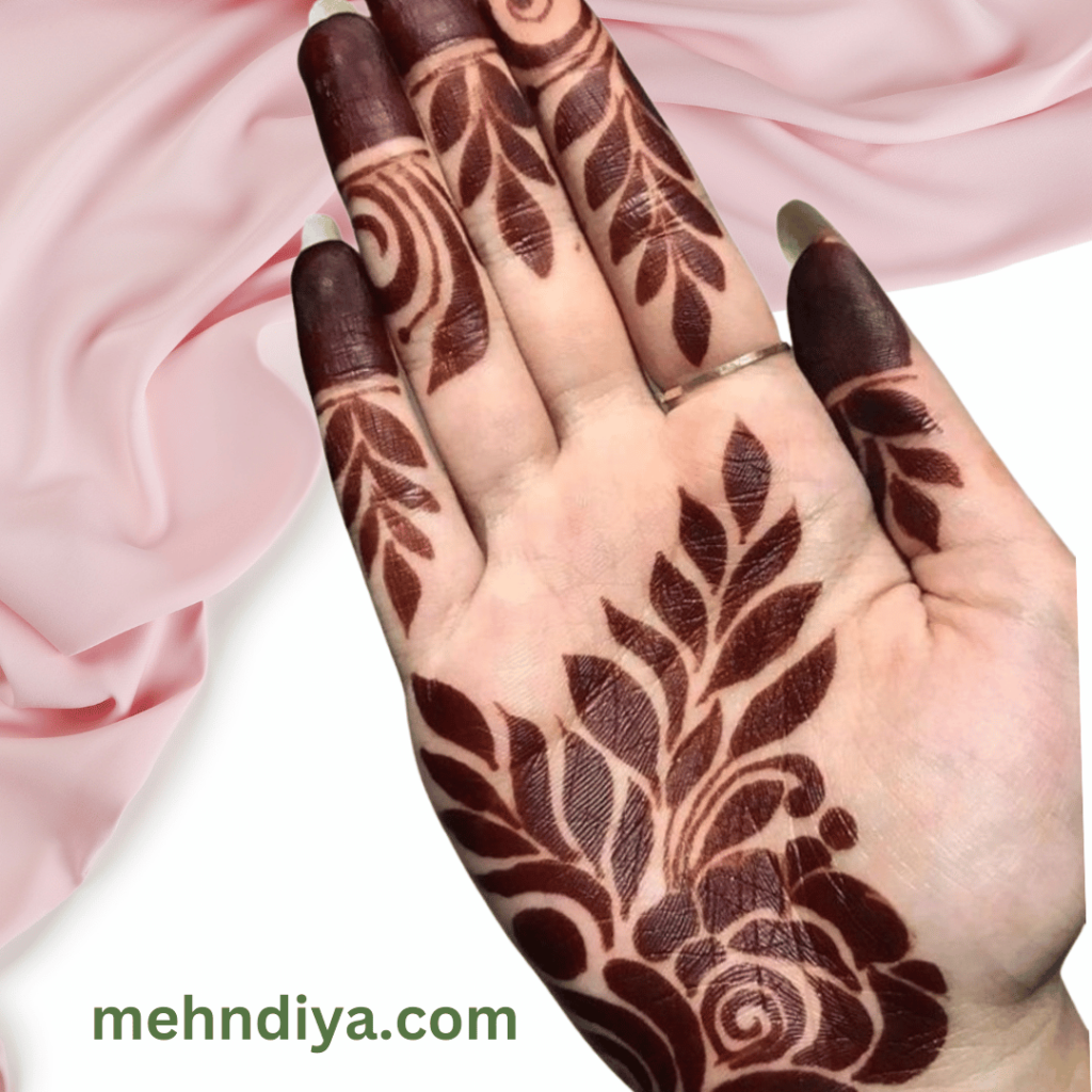 arabic beautiful design with the leafy flowers covering full hand
