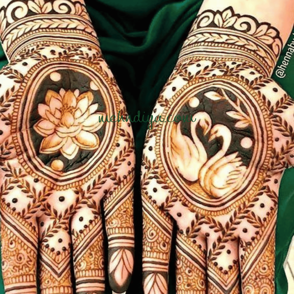 full hand designs covered having flower and duck beautiful design pattern
