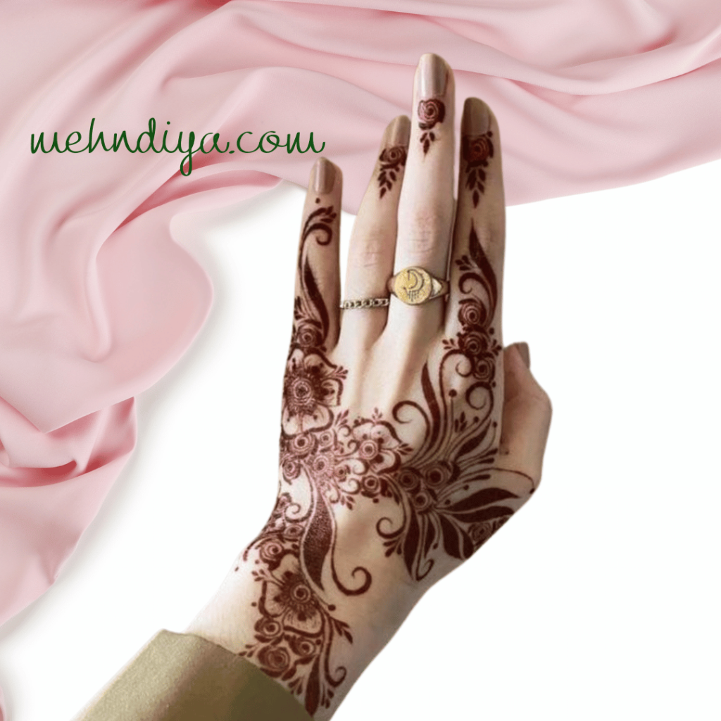 aesthetic henna design for bride beautiful flowers