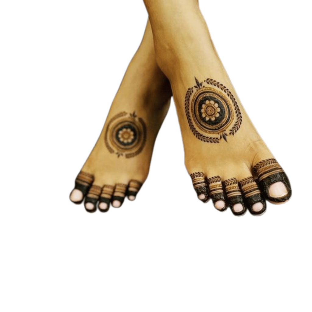 Gol tikki feet henna design
