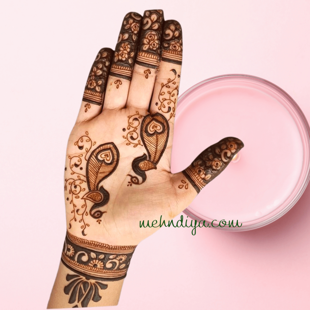 mor pankh beautiful henna design right hand