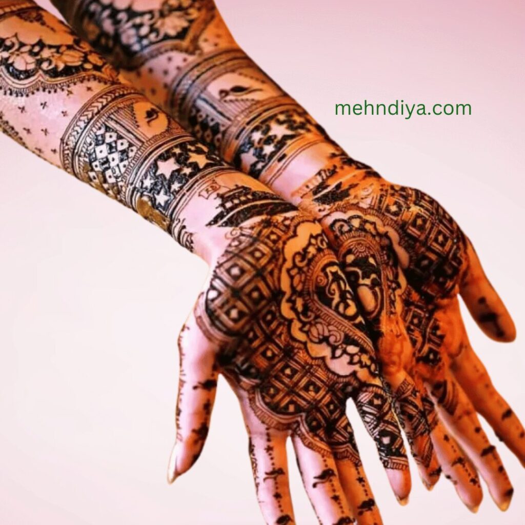 fullhand mehndi design with groom name