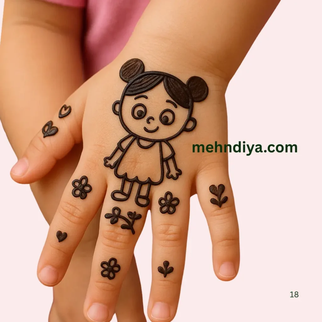 Rare collection of kids Mehndi (Henna tattoo) , cartoons,flowers,stars,leafy cute designs 9 henna tattoo for kids simple mehndi design forkids