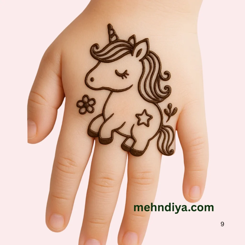 beautiful unicorn with stars for kids