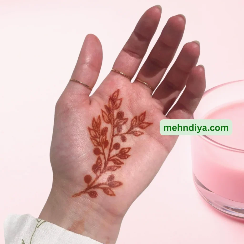 This image features front hand aesthetic mehndi designs with easy and minimal patterns. The soft floral elements, neat lines, and open spaces create a clean, elegant look suitable for everyday wear or light festive occasions.
