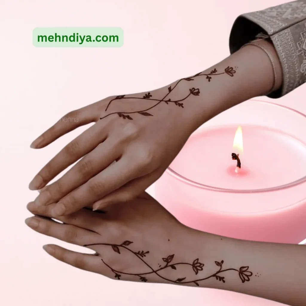 This image highlights aesthetic mehndi designs with elegant patterns, soft detailing, and balanced spacing. The design appears modern yet graceful, making it suitable for festive occasions and minimal bridal looks.